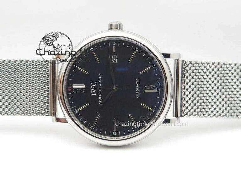 MIROTIME 0506 Portofino SCHAFFHAUSEN SS MKF 1:1 Best Edition Black Dial On Mesh Bracelet A Sporty 7342